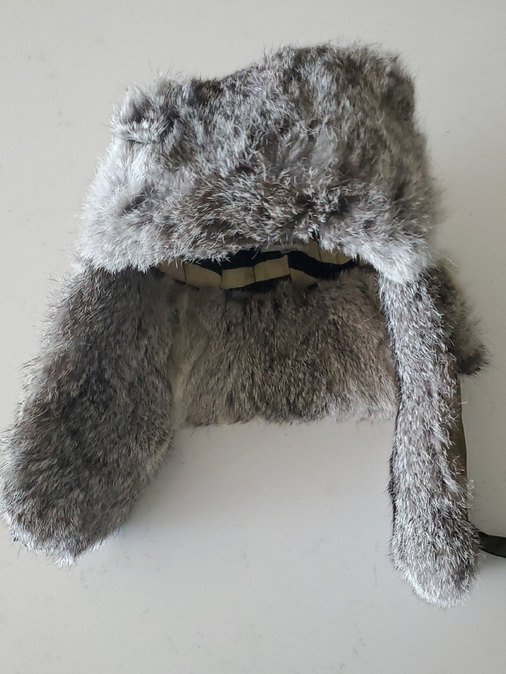 Mad Bomber Bomber Hat Olive with Grey Rabbit Fur